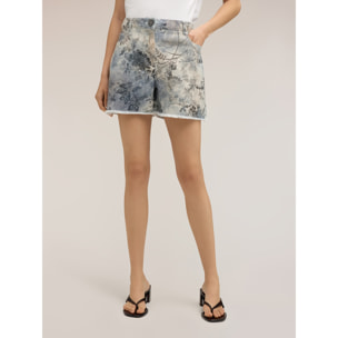 Motivi - Shorts de dril de algodón con estampado - Light - blue