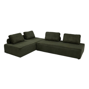 Lot de 2 chauffeuses LAO 2 places pour canapé modulable velours côtelé vert foncé. L 180 x P 90 x H 78cm