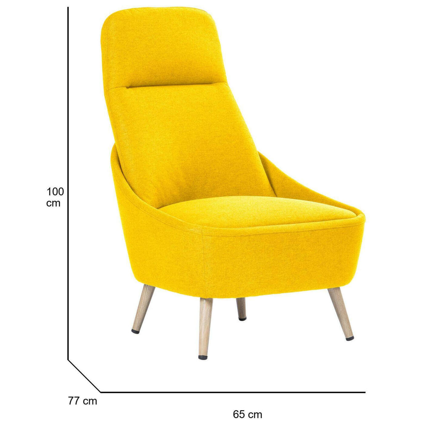 Sedia da ufficio Dunedin, Seduta da attesa per ufficio, Poltrona ergonomica, 77x65h100 cm, Giallo