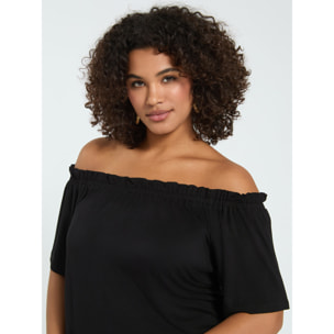 Fiorella Rubino - Camiseta off shoulders en jersey de viscosa - Negro