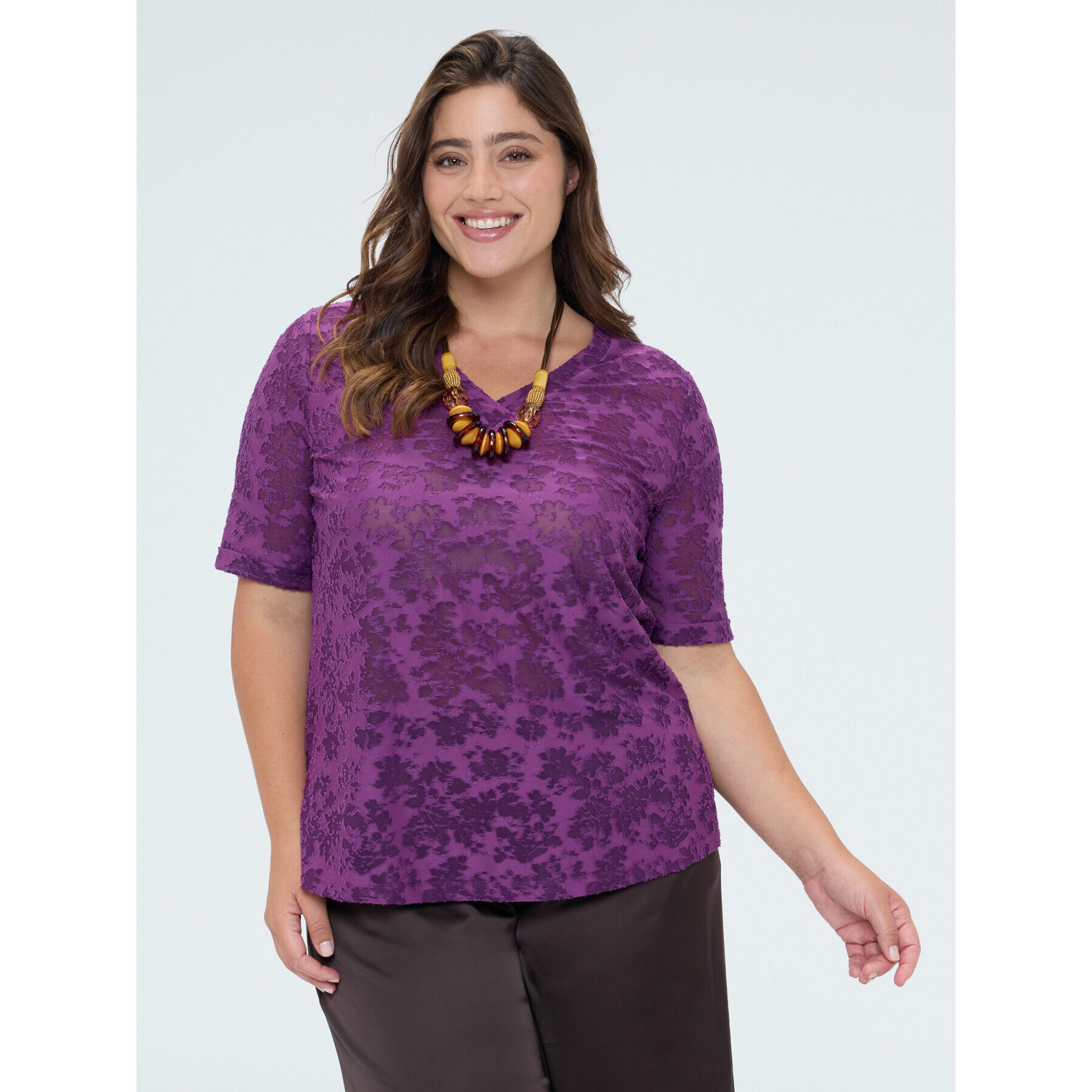 Fiorella Rubino - Camiseta en jacquard con estampado - Violeta