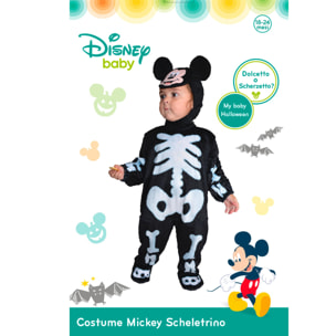 Costume Disney Baby Halloween Tutina Scheletrino Mickey Mouse + Cuffia Orecchie