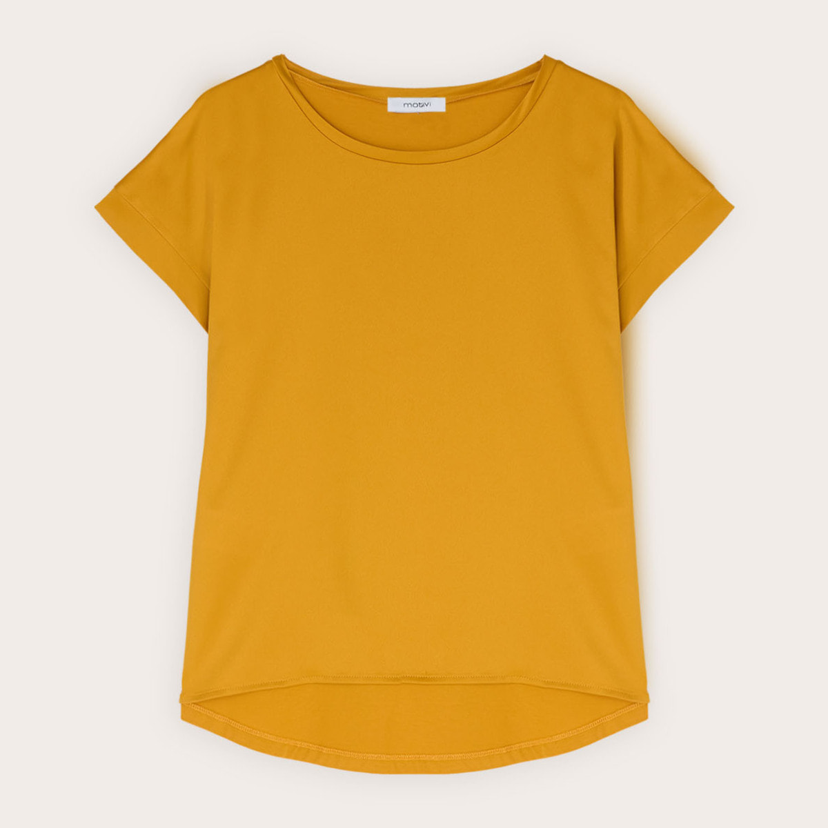Motivi - Camiseta bimaterial mezcla de algodón - Amarillo