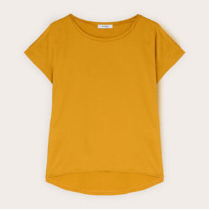 Motivi - Camiseta bimaterial mezcla de algodón - Amarillo