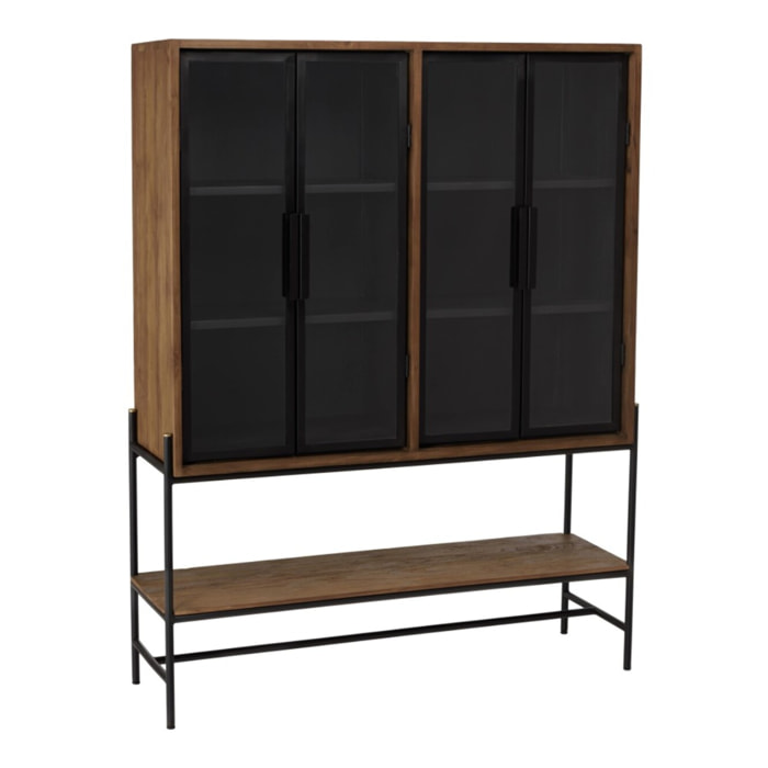 SIXTINE - Buffet 4 portes vitrées 6 étagères 1 niche