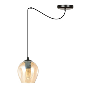 Lampada a sospensione LEVEL in acciaio nero e vetro ambrato