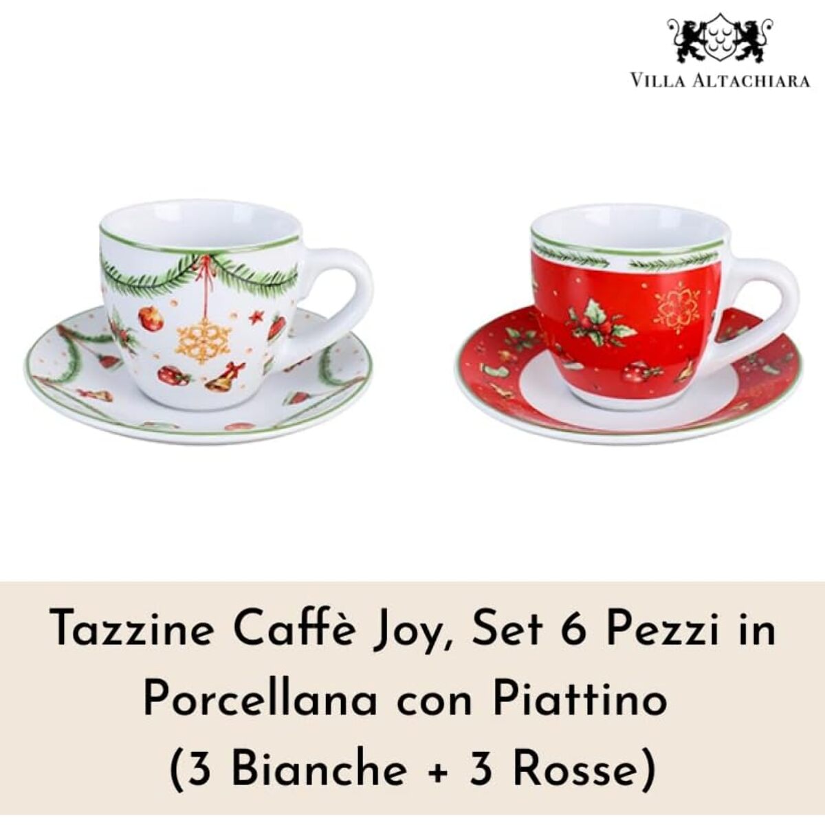 Set tazze Joy con piattini in porcellana