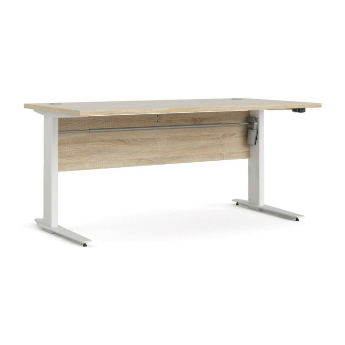 Scrivania Gonu, Scrittoio multiuso, Tavolo per ufficio porta PC, Piano di lavoro, 150x80 h119 cm, Quercia e Bianco