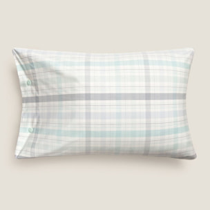Funda de almohada de algodón 180 hilos cuadros Newren color agua marina 100% Algodón