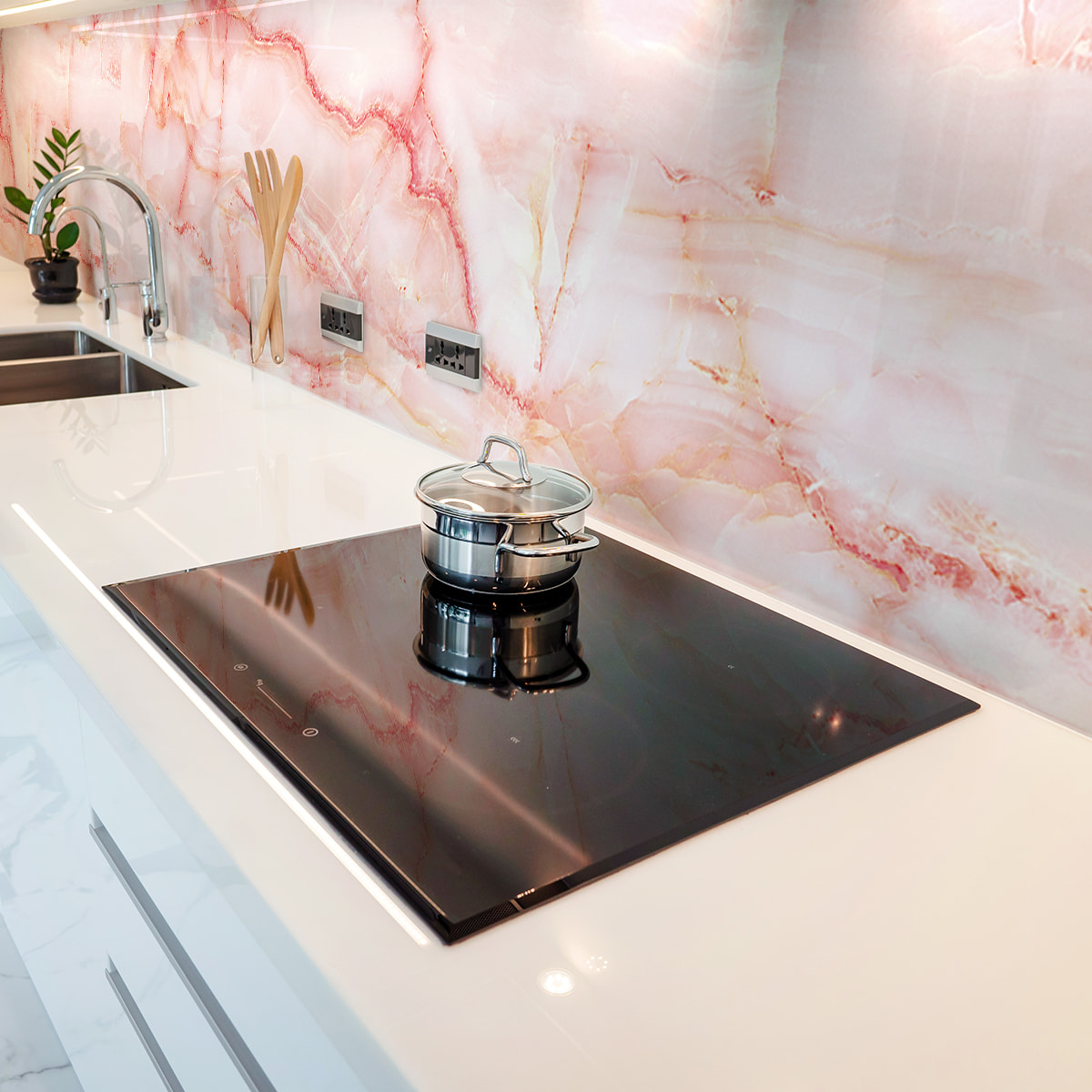 Sticker crédence adhésive - MARBRE ROSE - 60x200cm