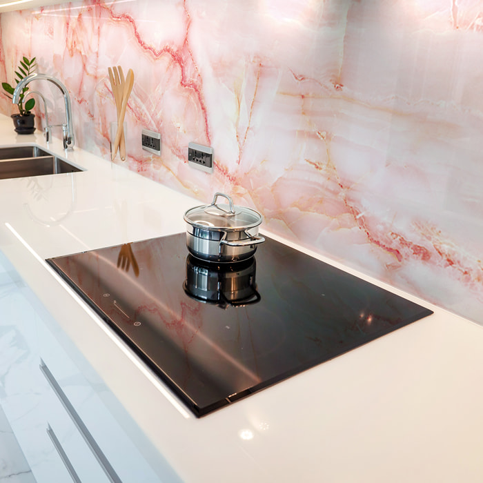 Sticker crédence adhésive - MARBRE ROSE - 60x200cm