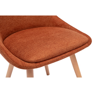 Chaises en tissu effet velours texturé terre brûlée et bois clair (lot de 2) ALESS