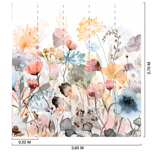 Papier peint panoramique Jardin Flottant  et  Fleurs Pastel  Intissé