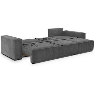 Canapé d'angle convertible 5 places en velours côtelé - HARPER