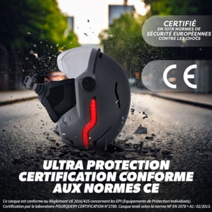 Casque TNB à LED feu de frein auto Taille M gris