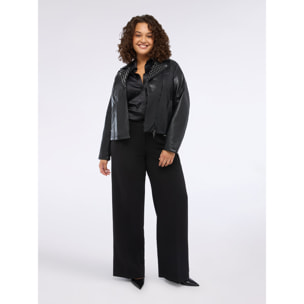 Fiorella Rubino - Pantaloni Wide Leg con zip decorative - Nero