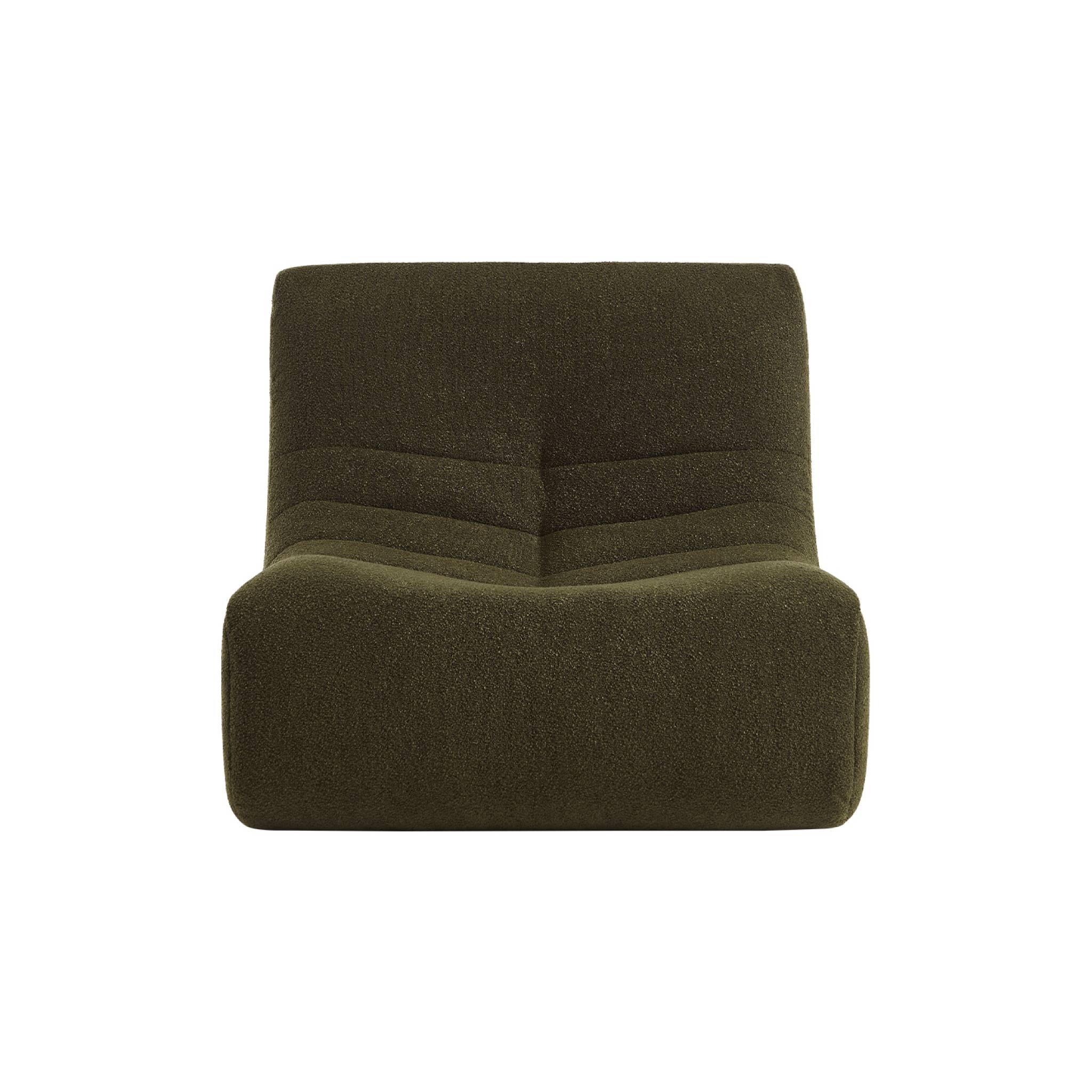 Lot de 2 fauteuils chauffeuses en bouclette texturée kaki style contemporain 1 place