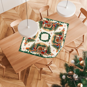 CENTROTAVOLA NATALIZIO JACQUARD DISEGNO BABBO NATALE