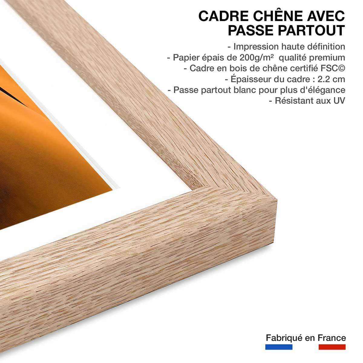 Affiche paysage dune et lumière Affiche + cadre en bois - Chêne