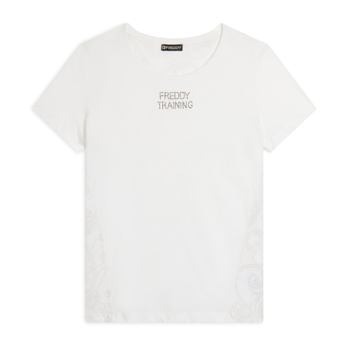 T-shirt donna in jersey con retro fantasia paisley