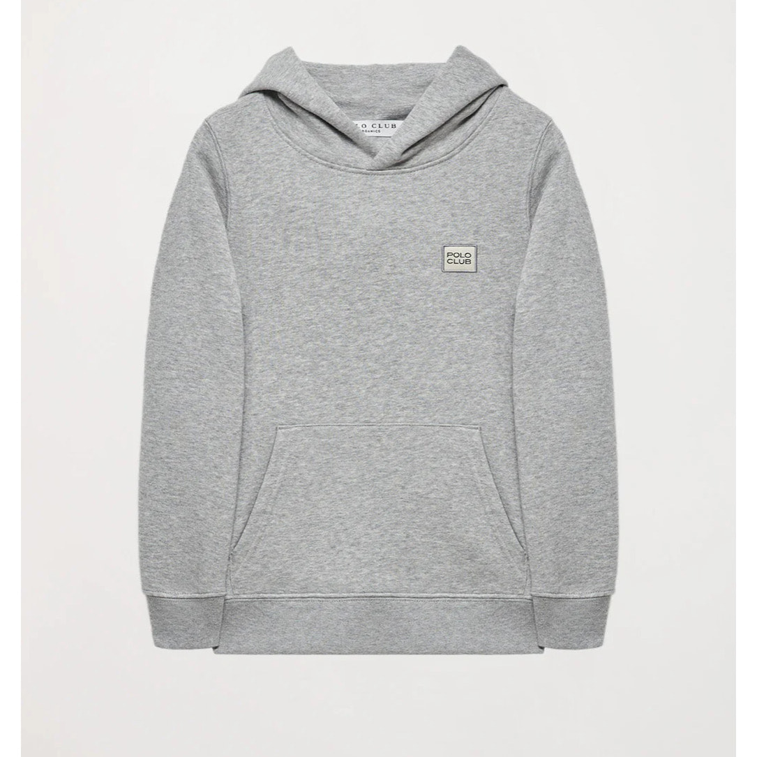 Sudadera orgánica de capucha y bolsillos gris vigoré Neutrals kids con logo