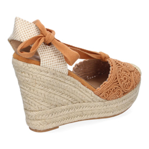 Sandalia de Cuña de Yute para Mujer, Diseño Comodo y Moderno, Elegante con Cintas