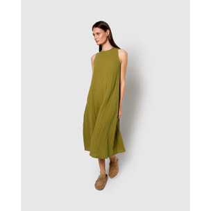 Vestido largo tirantes muselina limón
