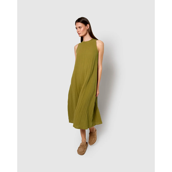 Vestido largo tirantes muselina limón