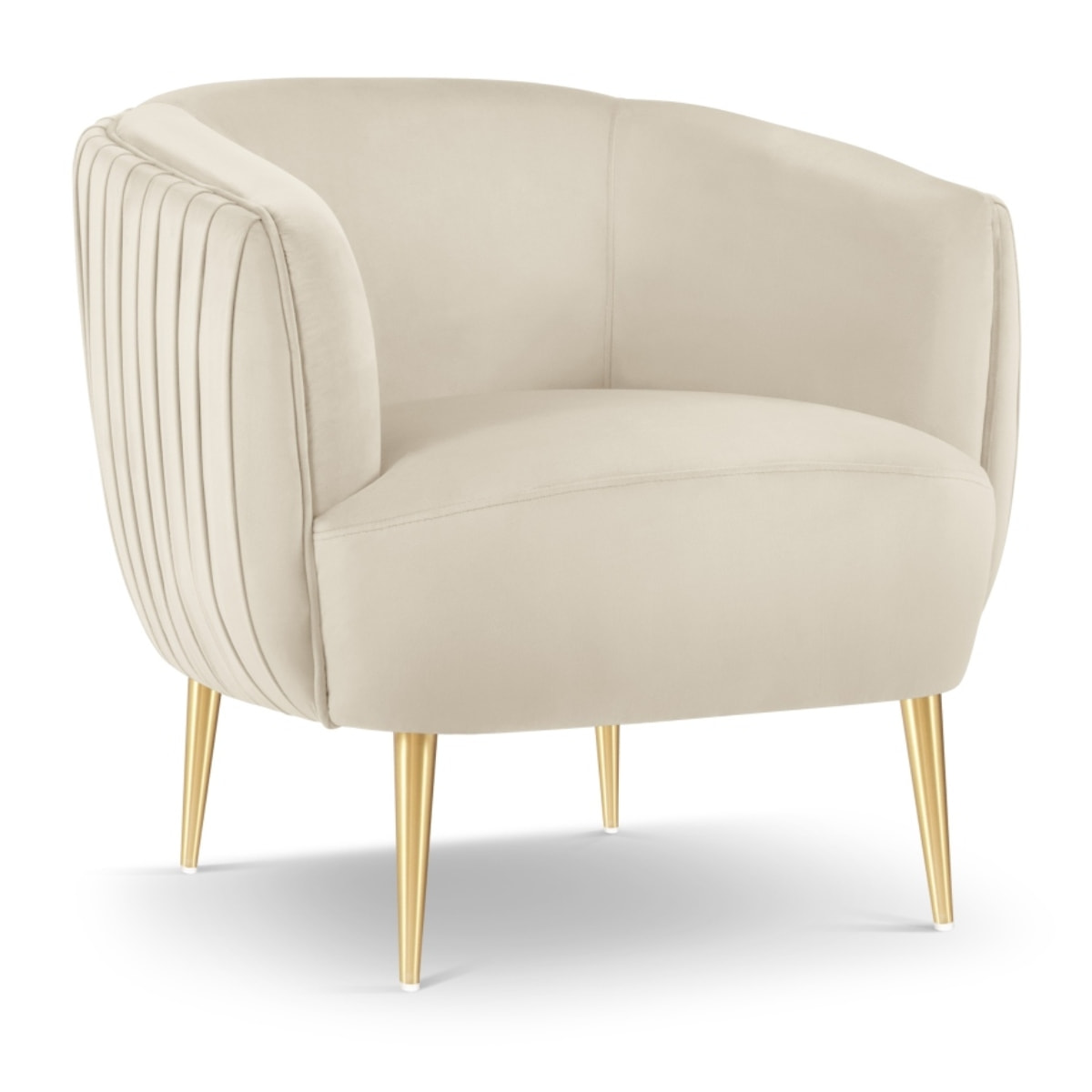 Fauteuil "Cyrille" en velours beige clair