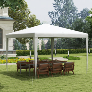 Carpa Desmontable 3x3 m Cenador Pabellón de Jardín con 4 Orificios de Drenaje y Marco de Acero Anti-UV Gazebo para Terraza Patio Exterior Camping Blanco