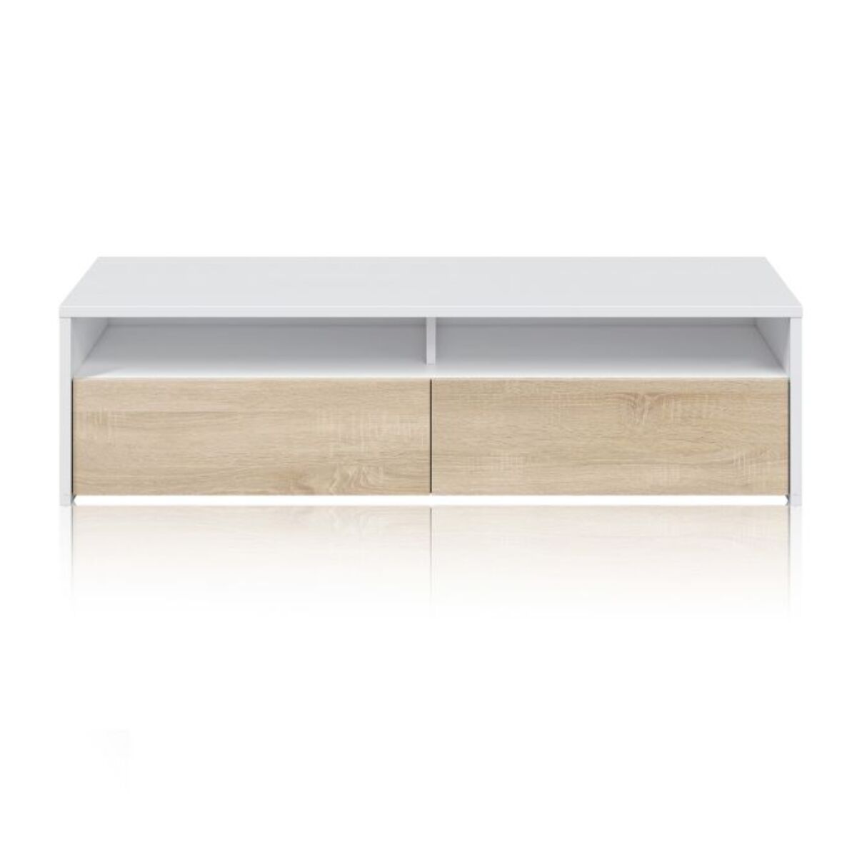 Mueble TV Elba 2 puertas Blanco Artik (Blanco Mate) - Roble Canadian