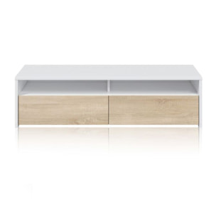 Mueble TV Elba 2 puertas Blanco Artik (Blanco Mate) - Roble Canadian
