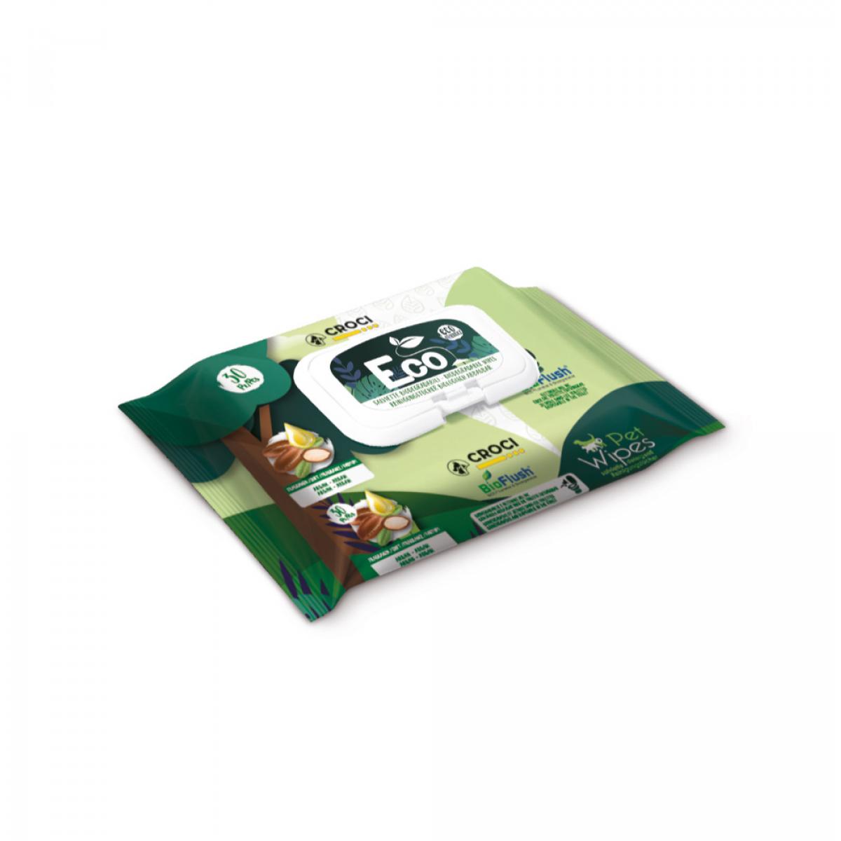 Eco PetWipes Salviette per Cani e Gatti Umidificate - Argan (Formato 30 wipes)