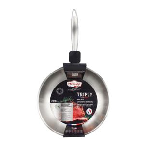 Wok en acier inoxydable 28cm - fait en France - tous feux TRIPLY