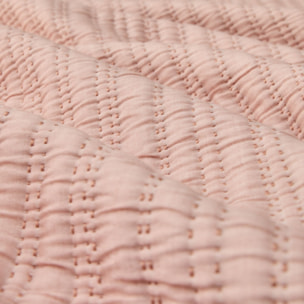 Colcha bicolor acolchada Licheri color rosa Algodón y poliéster