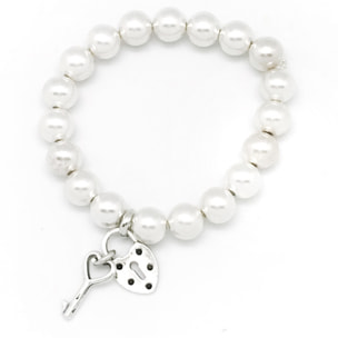 Pulsera llave y candado mini Love plata