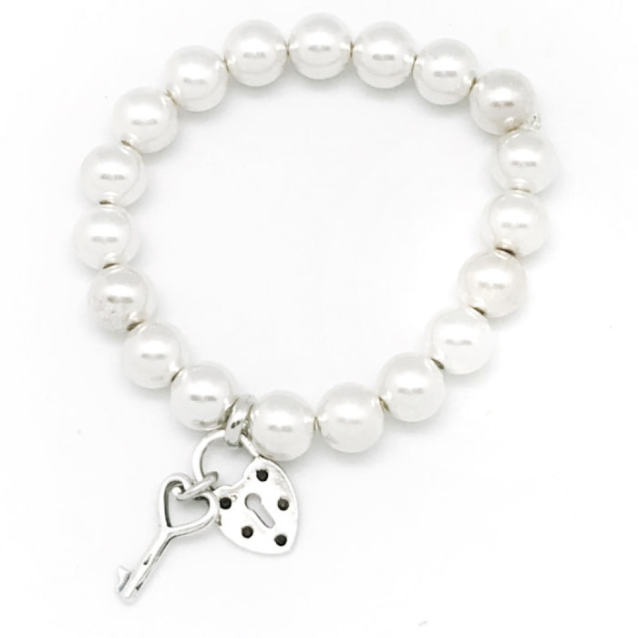 Pulsera llave y candado mini Love plata
