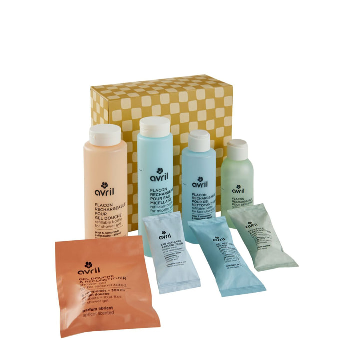 Mes Essentiels Rechargeables - Coffret Gel Douche en Pastille 300ml + 3 Produits