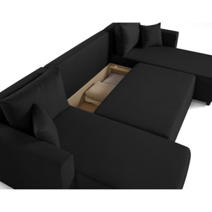 Regala - canapé panoramique - 7 places - convertible avec coffre - en tissu - Noir