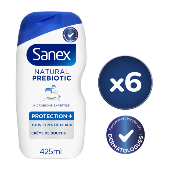 Pack de 6 - Gel douche Sanex Natural Prebiotic Protection - 425 ml