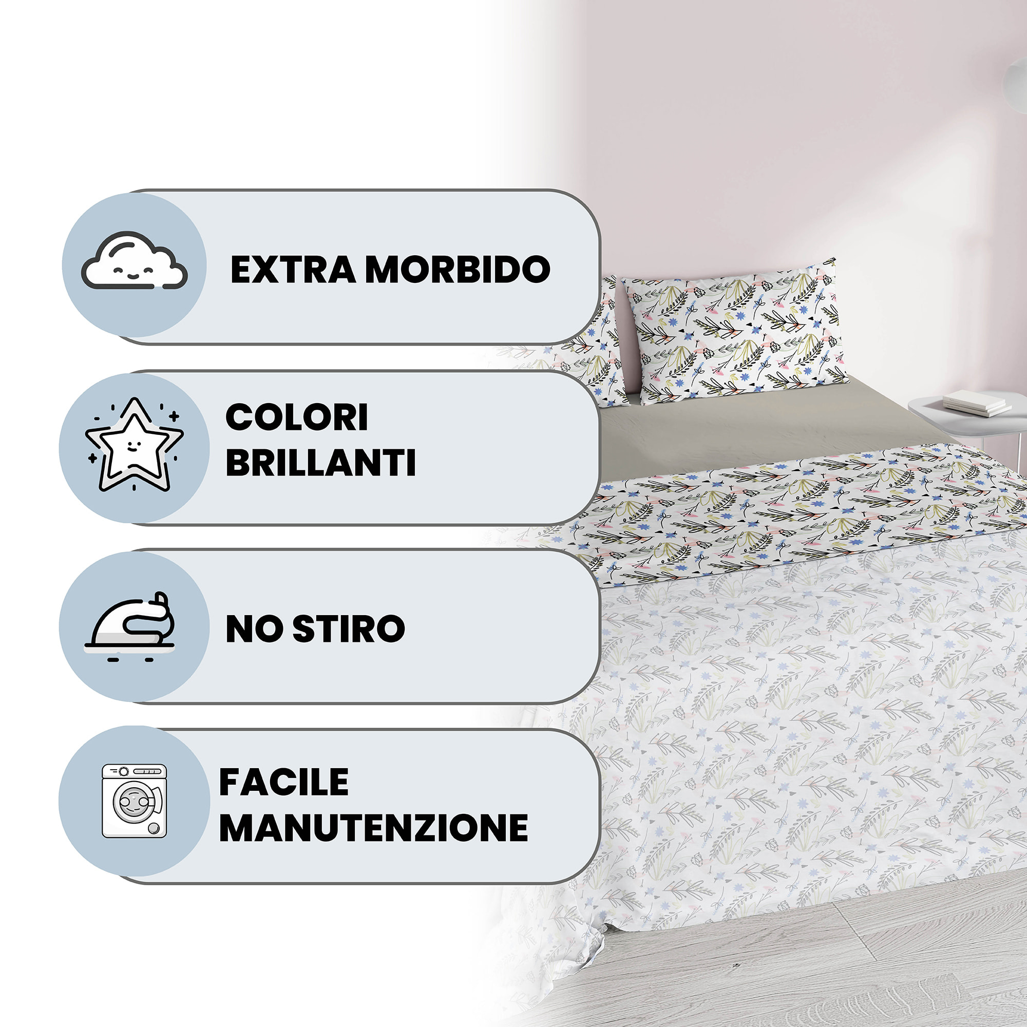 COMPLETO LETTO FANTASY MATRIMONIALE - 100% MICROFIBRA