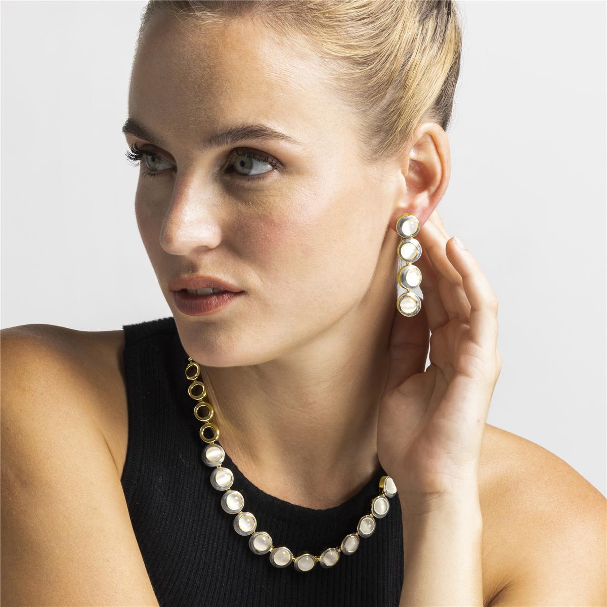 Pendientes con Ojo de Gato acabado oro 18k