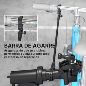 Soporte Tallar Bicicleta Caballete para Bicicleta Plegable con Bandeja Magnética Altura Ajustable 107-160 cm y Giratoria 360° Carga 40 kg Negro