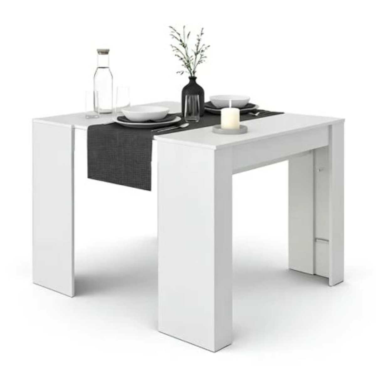 Mesa consola extensible Denis en blanco artik 50-235 cm Blanco Artik (Blanco Mate)