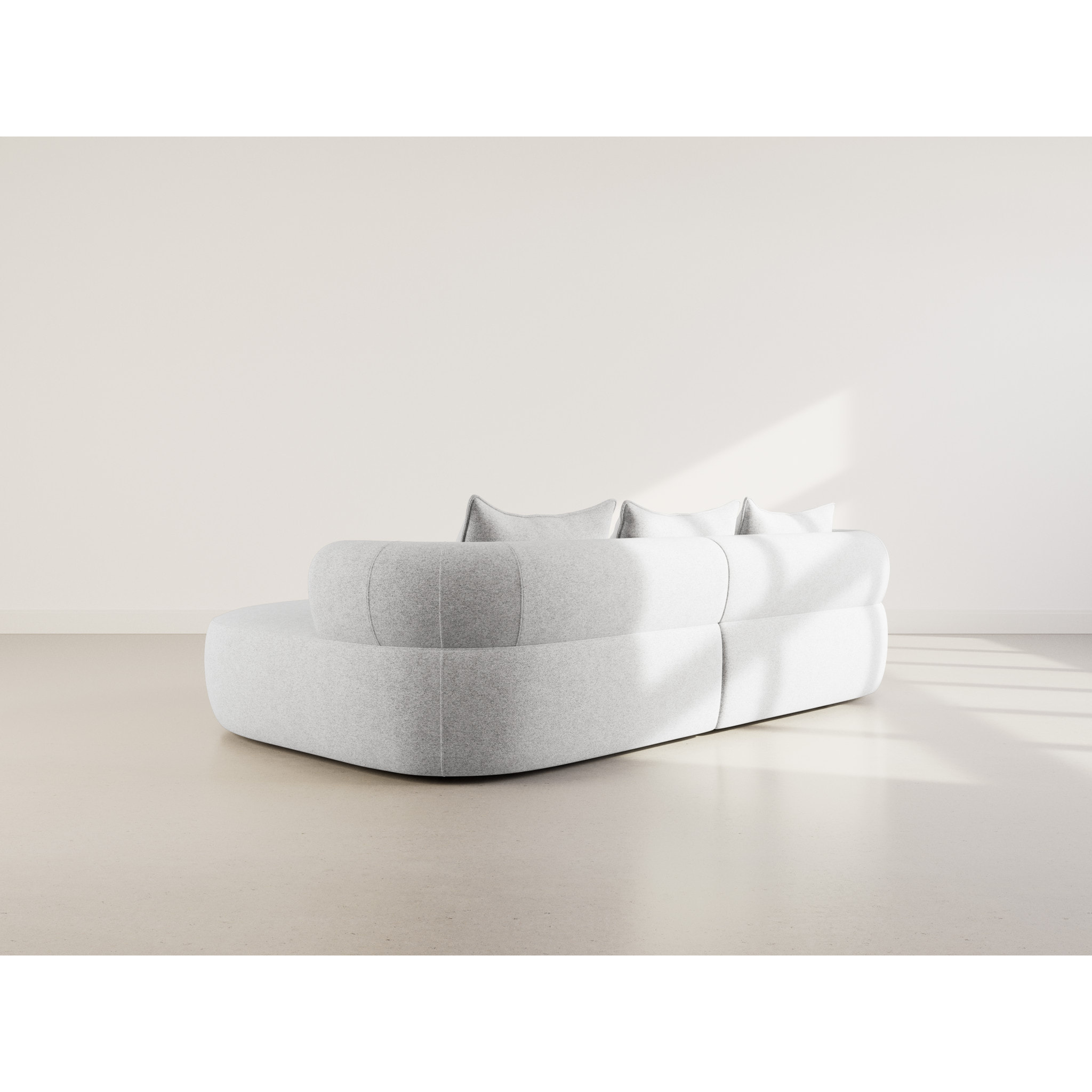 Angela - canapé d'angle droit 4 places en velours texturé - Gris clair