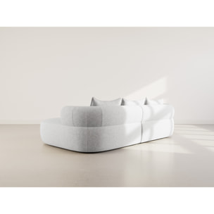 Angela - canapé d'angle droit 4 places en velours texturé - Gris clair