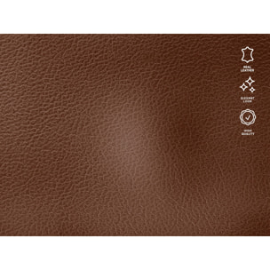 Canapé d'angle gauche convertible "Olivier" 5 places en cuir véritable marron