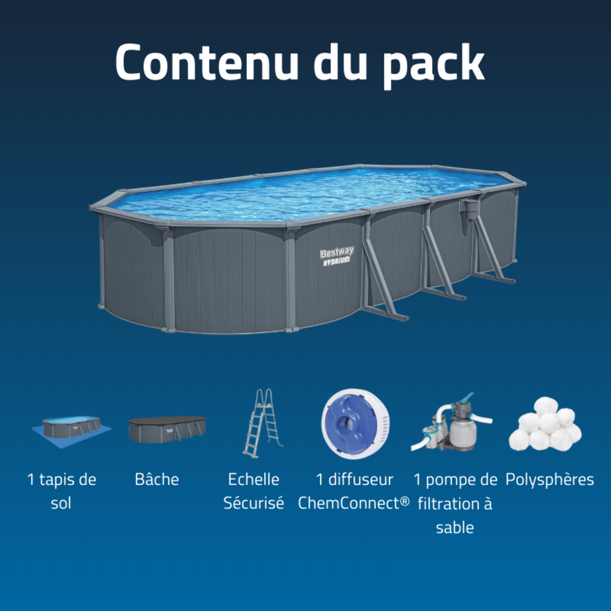 Bestway Piscine acier hors sol Ovale Hydrium 732 x 366 x 132 cm