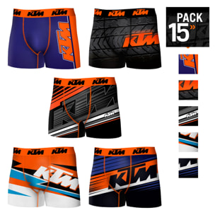 Pack 15 calzoncillos KTM en varios colores para hombre