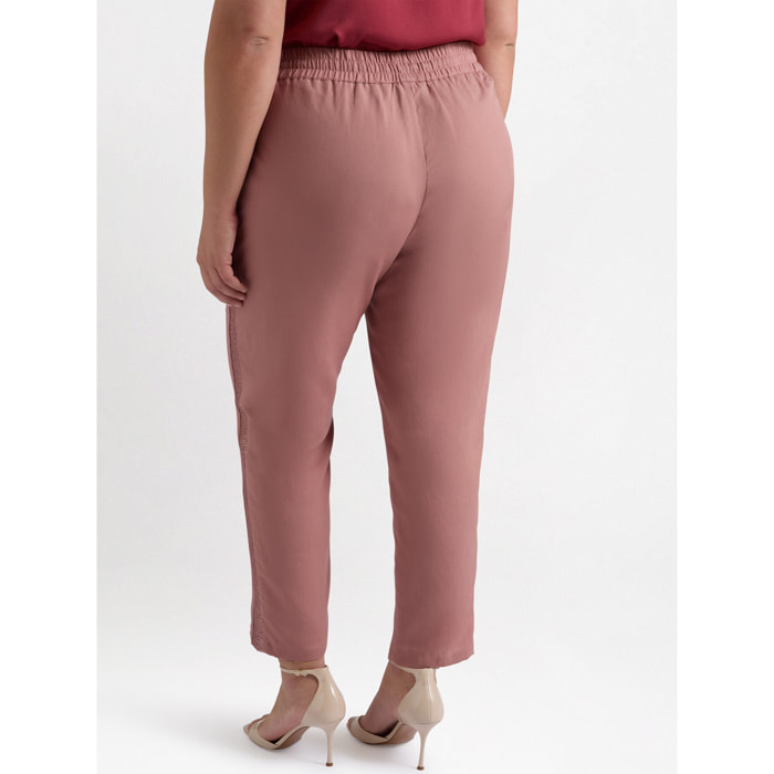 Fiorella Rubino - Pantaloni con bordi ricamati - Rosa cipria
